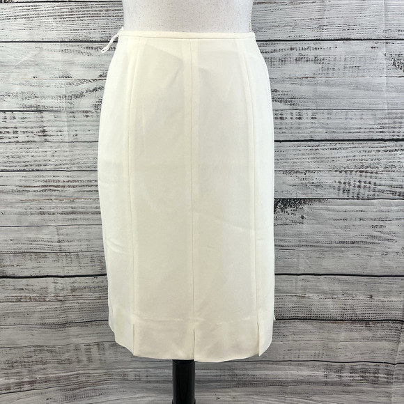 Kasper Skirt size 10 Ivory Spectator Straight Knee Suit Career Wedding Slits - Picture 1 of 9